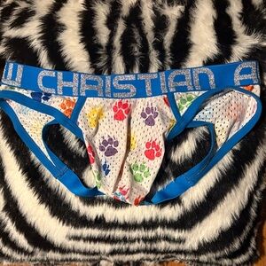 Andrew Christian multicolored paw-print jock